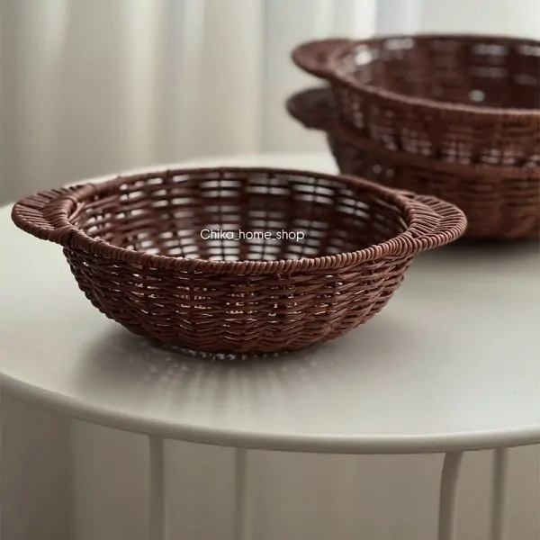 سبد حصیری وارداتی دو دسته گرد