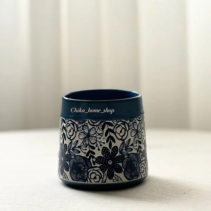 جا ابزار سرامیکی گلدار آبی