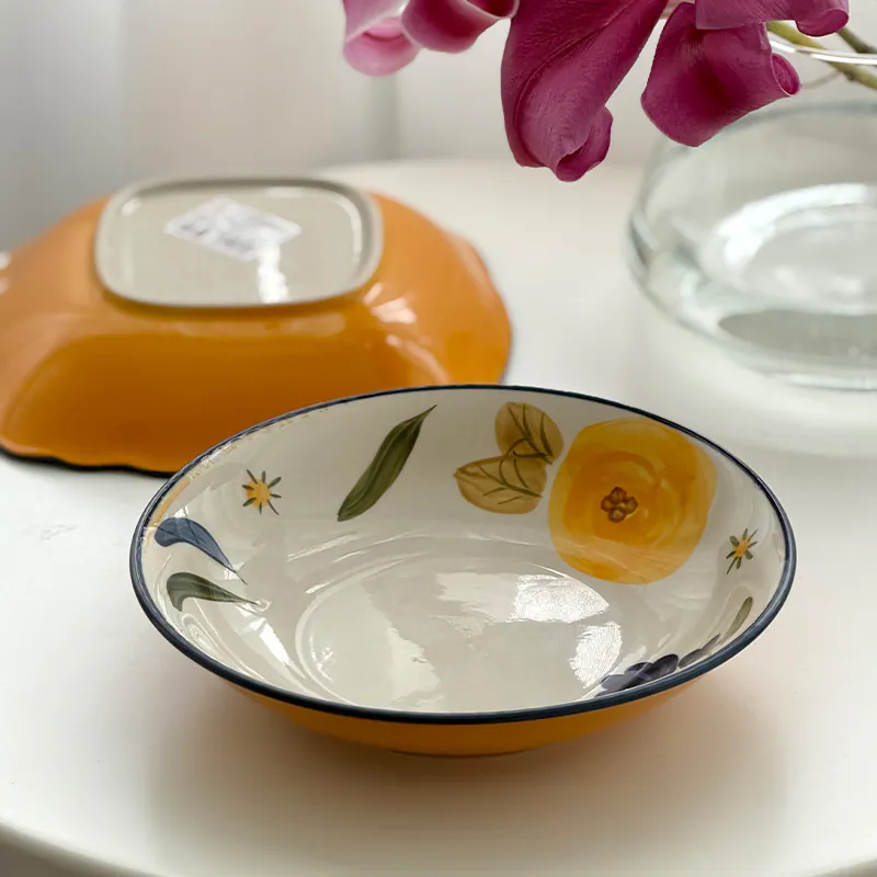 بشقاب گود گل زرد وارداتی